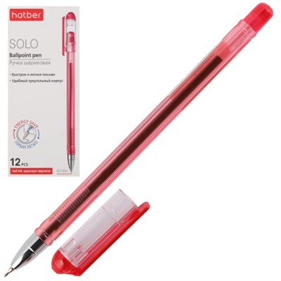 Ручка масляная, пишущий узел 0,7 мм, игольчатая, цвет чернил красный Solo Hatber BP_058619