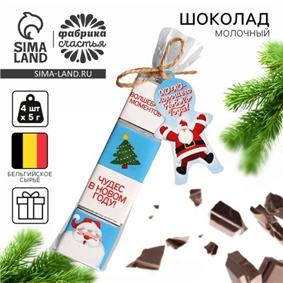 Молочный шоколад «Хорошего Нового Года» в пакете, 20 г (4 шт. х 5 г).