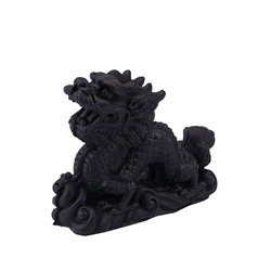 Фигурка Фэн-Шуй "Китайский дракон",  гипсобетон, 5х2,5х7см, цвет-черный (упак 3 шт)
