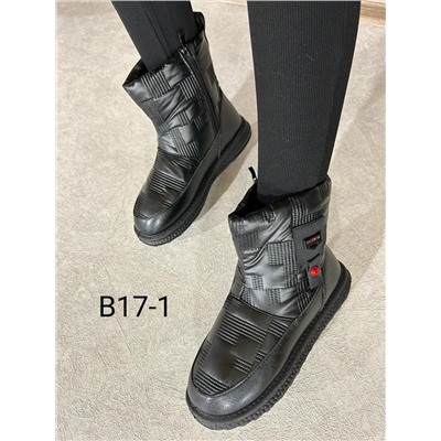 LD-750 Fashion T-B17-1 Полусапожки женские чер нейлон+иск кожа, подклад иск мех