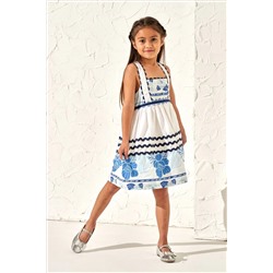 Angel & Rocket Connie White Print Rik Rak Sundress