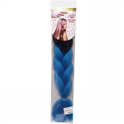 Цветная коса канекалон "Необыкновенная" 100г, 55 см, чёрный/синий