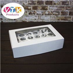 Упаковка  для капкейков с окном  30,5х20,5 см 24 шт мелованный картон VTK
