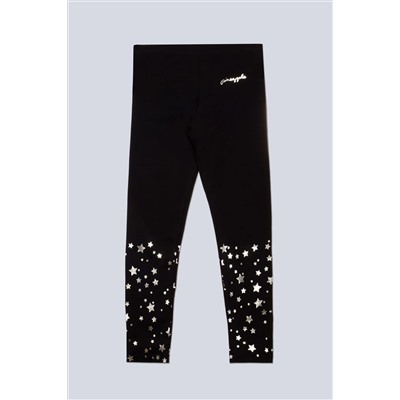 Pineapple Girls Scatter Star Print Black Leggings