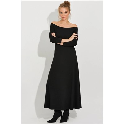 Женское черное платье миди с воротником Мадонна BK272076