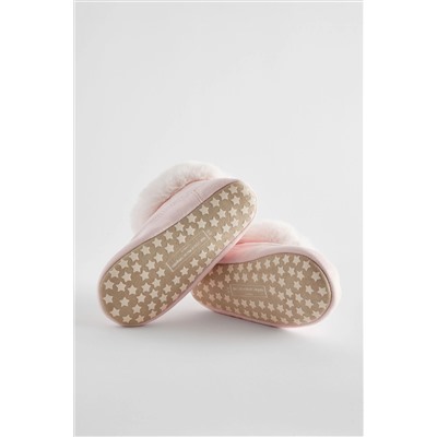 The White Company Pink Faux Fur Boot Slippers