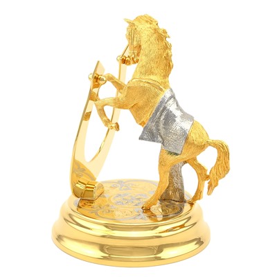 Статуэтка из бронзы в золоте "Конь с подковой на счастье" 130*115*165мм