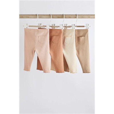 Rust Brown/Cream Baby Leggings 4 Pack