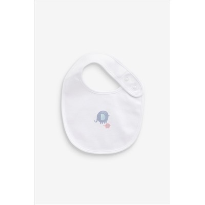 Noah's Ark Print White Regular Bibs 5 Pack