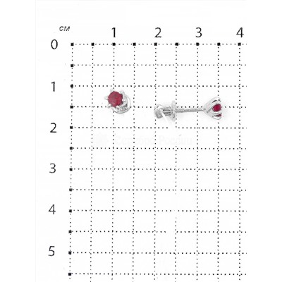 Серьги-пусеты из серебра с рубином родированные 925 пробы с6-641р415