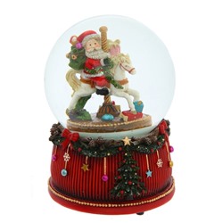 Фигурка декоративная в стекл. шаре с муз.и функц. движения "Дед Мороз, D 10 см, L10 W10 H15 см