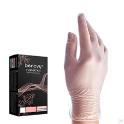 Перчатки смотровые Benovy (Бинови) р-р M винил однораз. прозрачные №1 (500)