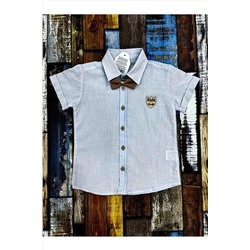мальчик/рубашка с галстуком-бабочкой/рубашка с коротким рукавом/льняная рубашка 1561