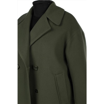 02-3134 Пальто женское утепленное Пальтовая ткань темно-зеленый