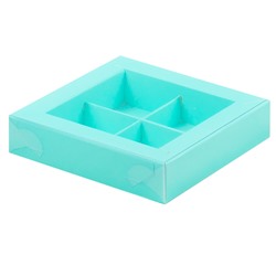 Коробка для конфет на 4 шт Тиффани с пластиковой крышкой 120х120х30 мм
