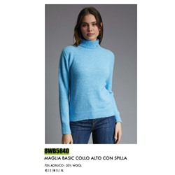 8WB5840 MAGLIA BASIC COLLO ALTO CON SPILLA