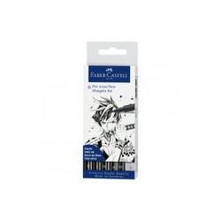 Набор капиллярных ручек Faber-Castell "Pitt Artist Pens Mangaka set", ассорти, 6шт., 0,1/0,3/0,7/Brush, европодвес