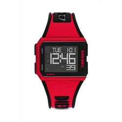 Reloj digital de cuarzo de silicona Chopped - Cronómetro - Rojo y negro