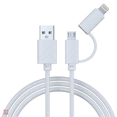 Кабель для зарядки 2 в 1, iP/Micro USB, 1 м, 2А, 5 цветов