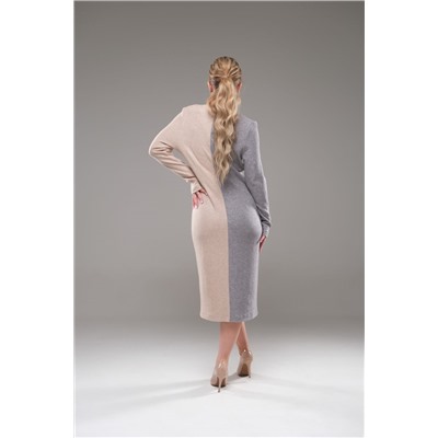 Платье Galean Style 950 серый с бежевым