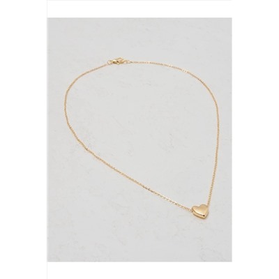 Тонкое ожерелье-цепочка с золотым сердечком