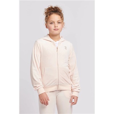 Juicy Couture Diamante Zip Through Cream Hoodie