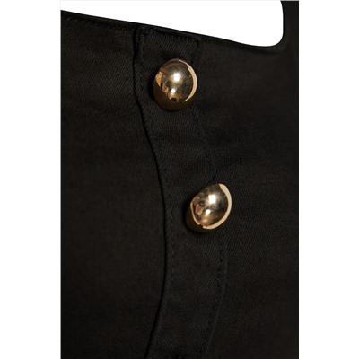Черное джинсовое мини-платье с пуговицами TWOSS23EL02352