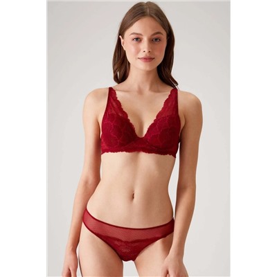 Бордово-красный 4821 Biella Soft Push Up Padded Bralette с цветочным принтом Комплект бюстгальтера/комплект нижнего белья