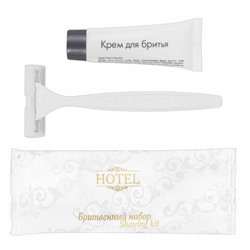 Бритвенный набор КОМПЛЕКТ 200 шт., HOTEL (крем для бритья + станок), саше, флоупак, 2000121/1