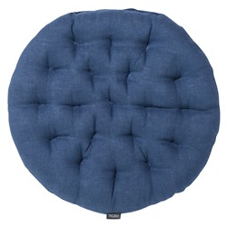 Подушка на стул круглая из стираного льна синего цвета из коллекции Essential, 40х40x4 см