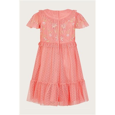 Monsoon Baby Pink Josephine Embroidered Dress