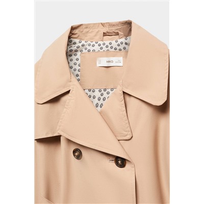 Mango Belt Gabardine Trench