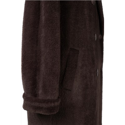 02-3187 Пальто женское утепленное (пояс) Ворса Коричнево-бордовый