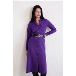 11263 Платье-рубашка с английским воротником фиолетовое