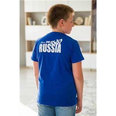 Футболка детская из кулирки Россия синий