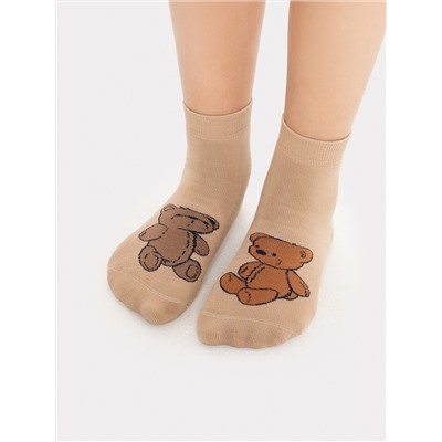 Носки детские коричневые с рисунком в виде медвежат