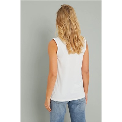 Женская блузка с воротником-поло белая AYD276