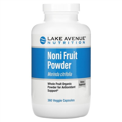 Lake Avenue Nutrition, порошок из нони, органический порошок из цельных плодов, 360вегетарианских капсул