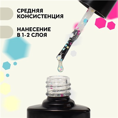 Гель лак для ногтей, «MILK GLITTER», 3-х фазный, 8мл, LED/UV, цвет прозрачный (03)