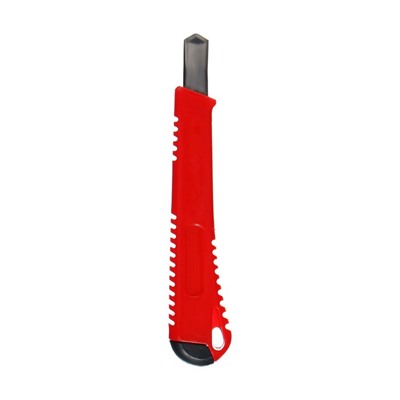 Нож канцелярский, лезвие 9 мм, с металлическим направляющим фиксатором, блистер, корпус МИКС