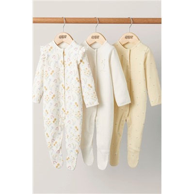 Mamas & Papas Yellow Botanical Garden Sleepsuits 3 Pack