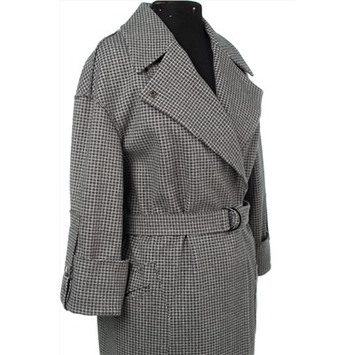 01-10920 Пальто женское демисезонное (пояс) Микроворса светло-серый