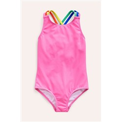 Boden Rainbow Cross-Back Swimsuit