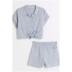 River Island Girls Tie Front Linen Set