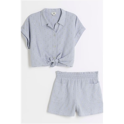 River Island Girls Tie Front Linen Set