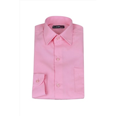 Однотонная розовая рубашка для мальчика FL-Розовый-Розовый