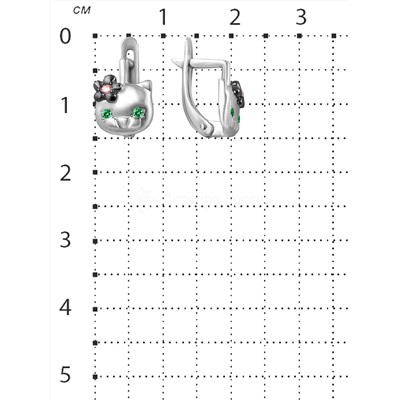 Серьги детские из серебра с фианитами родированные - Кошки 925 пробы 5033р23221