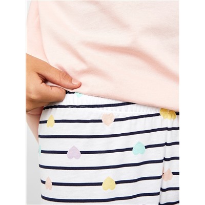 Хлопковый комплект для девочки (джемпер и брюки) в белом и розовым оттенках