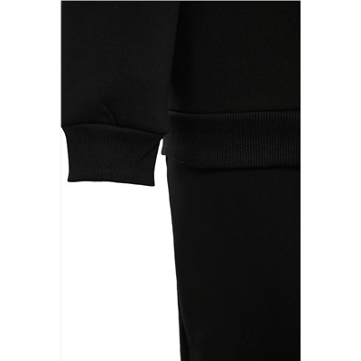 Черный вязаный спортивный костюм из плотного флиса TBBAW24TS00000