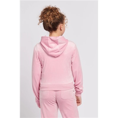 Juicy Couture Girls Pink Tonal Zip Through Hoodie